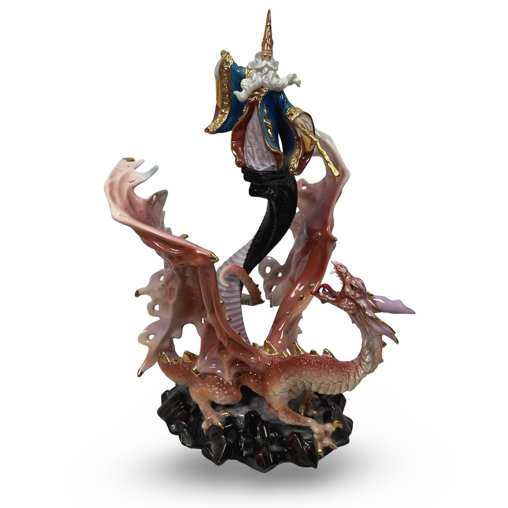 The Franklin Mint Dragon Rising Myles‎ Pinkney Wizard Figurine READ FLAW